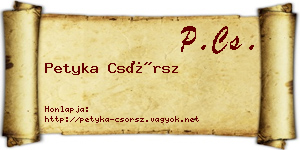 Petyka Csörsz névjegykártya